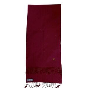 BURBERRYS of London Cashmere & Wool Blend Classic Scarf w/ Fringe, Burgundy